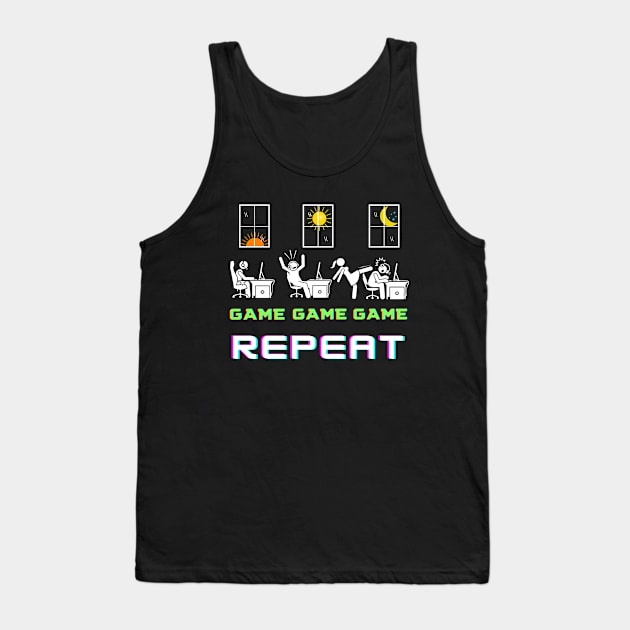 Game, Game, Game, Repeat Tank Top by RailoImage